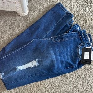 Distressed medium blue wash